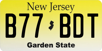 NJ license plate B77BDT