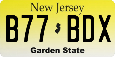 NJ license plate B77BDX