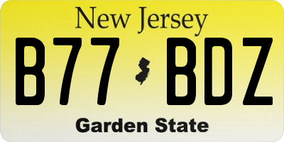 NJ license plate B77BDZ