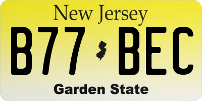 NJ license plate B77BEC