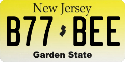 NJ license plate B77BEE