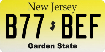 NJ license plate B77BEF