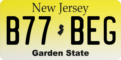 NJ license plate B77BEG