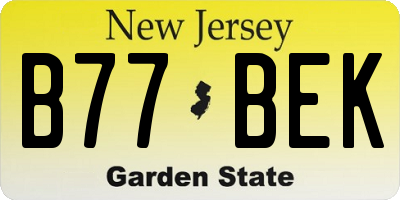 NJ license plate B77BEK