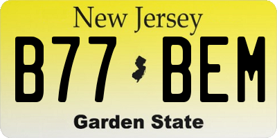 NJ license plate B77BEM