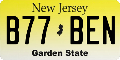 NJ license plate B77BEN