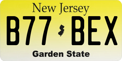 NJ license plate B77BEX