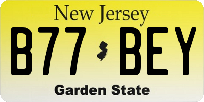 NJ license plate B77BEY