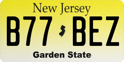 NJ license plate B77BEZ