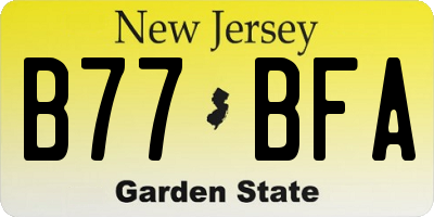 NJ license plate B77BFA