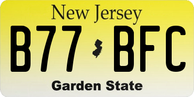 NJ license plate B77BFC