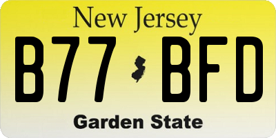 NJ license plate B77BFD
