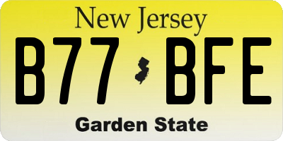 NJ license plate B77BFE