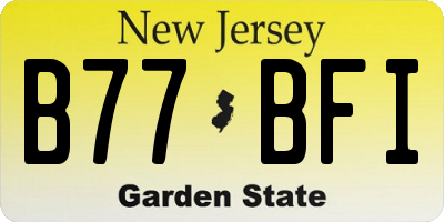 NJ license plate B77BFI