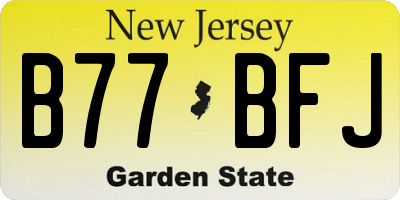 NJ license plate B77BFJ