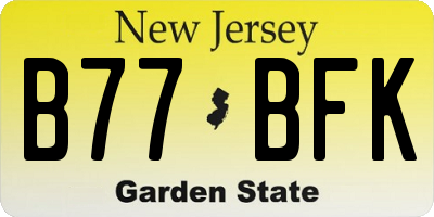 NJ license plate B77BFK