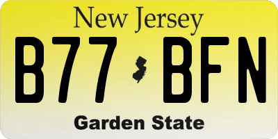 NJ license plate B77BFN