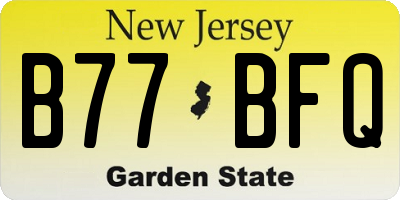 NJ license plate B77BFQ