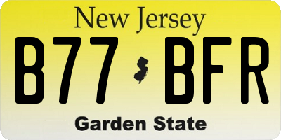 NJ license plate B77BFR
