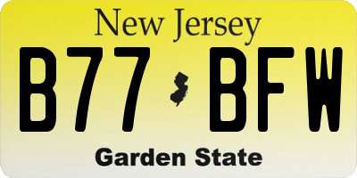 NJ license plate B77BFW
