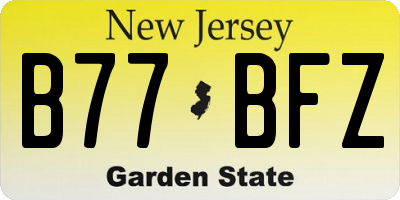 NJ license plate B77BFZ