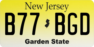 NJ license plate B77BGD