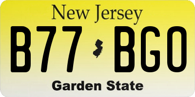 NJ license plate B77BGO