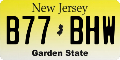 NJ license plate B77BHW