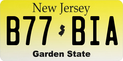 NJ license plate B77BIA