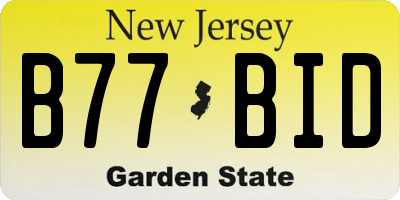 NJ license plate B77BID