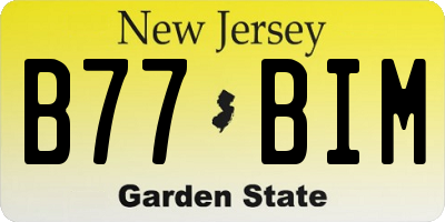 NJ license plate B77BIM