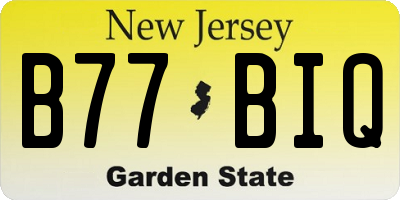 NJ license plate B77BIQ