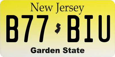 NJ license plate B77BIU