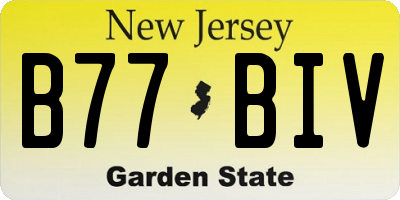 NJ license plate B77BIV
