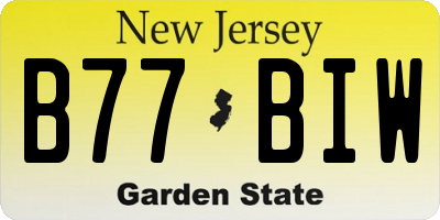 NJ license plate B77BIW