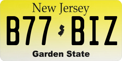 NJ license plate B77BIZ