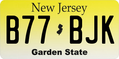 NJ license plate B77BJK