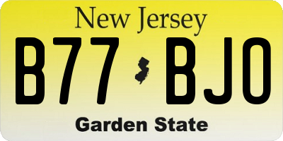 NJ license plate B77BJO