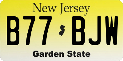NJ license plate B77BJW