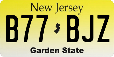 NJ license plate B77BJZ