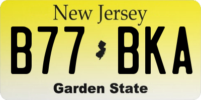 NJ license plate B77BKA