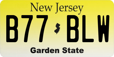 NJ license plate B77BLW