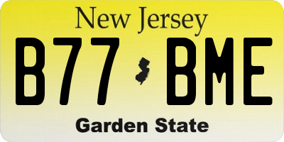 NJ license plate B77BME