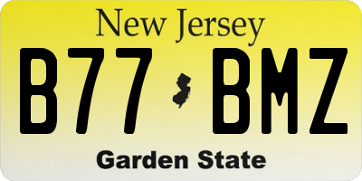 NJ license plate B77BMZ