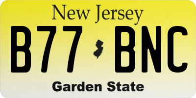 NJ license plate B77BNC