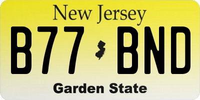 NJ license plate B77BND