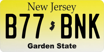 NJ license plate B77BNK
