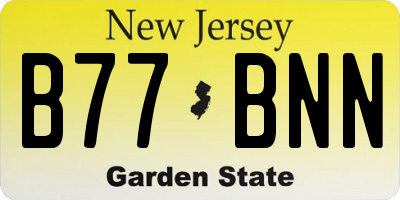 NJ license plate B77BNN