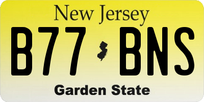 NJ license plate B77BNS
