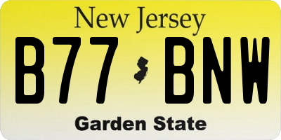 NJ license plate B77BNW